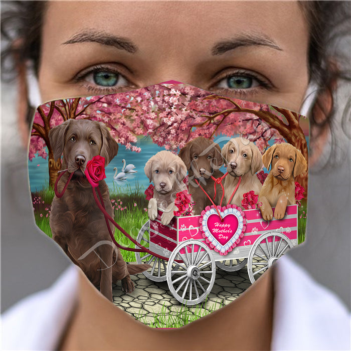 I Love Chesapeake Bay Retriever Dogs in a Cart Face Mask FM48134