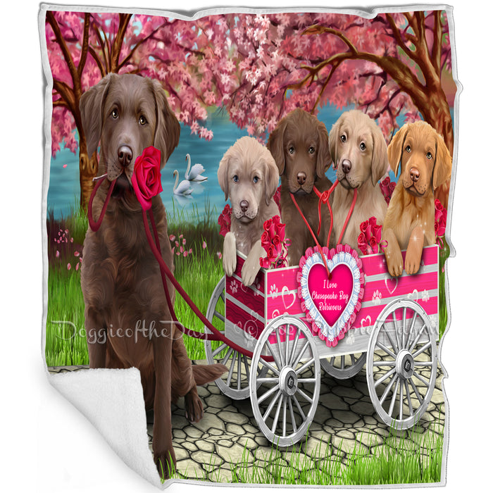 I Love Chesapeake Bay Retriever Dog in a Cart Blanket BLNKT142853
