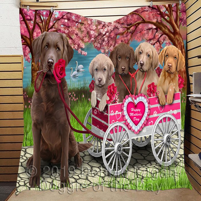 I Love Chesapeake Bay Retriever Dogs in a Cart Quilt