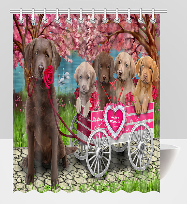 I Love Chesapeake Bay Retriever Dogs in a Cart Shower Curtain
