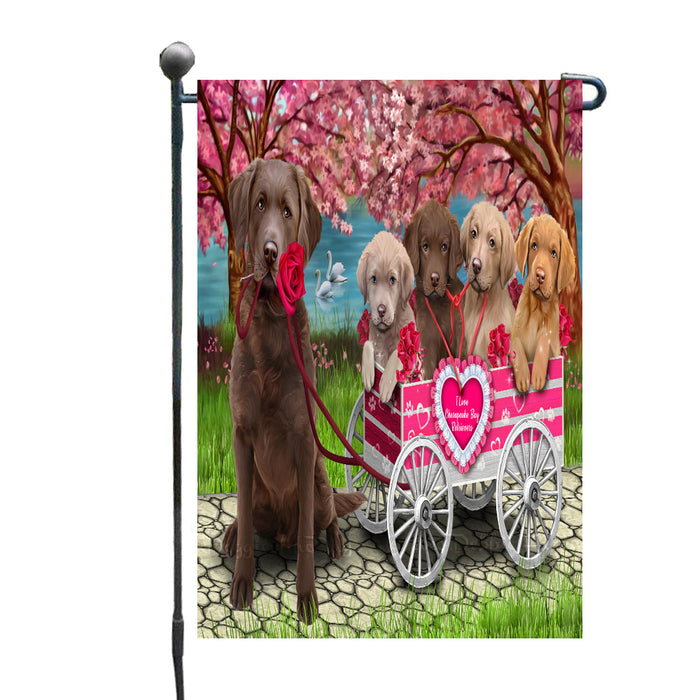 I Love Chesapeake Bay Retriever Dogs in a Cart Garden Flags Outdoor Decor for Homes and Gardens Double Sided Garden Yard Spring Decorative Vertical Home Flags Garden Porch Lawn Flag for Decorations