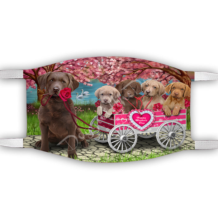 I Love Chesapeake Bay Retriever Dogs in a Cart Face Mask FM48134