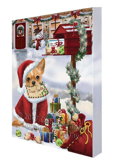 Chihuahua Dear Santa Letter Christmas Holiday Mailbox Dog Canvas Wall Art