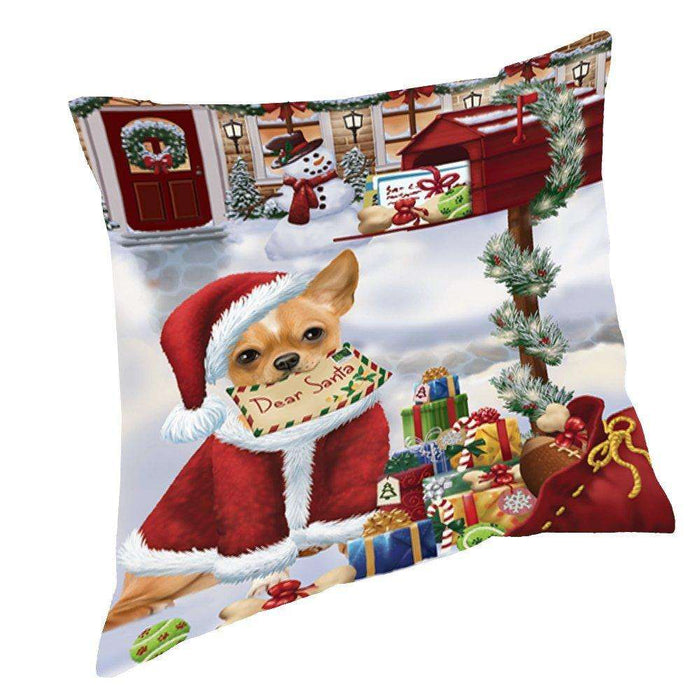 Chihuahua Dear Santa Letter Christmas Holiday Mailbox Dog Throw Pillow