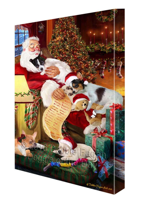 Chihuahua Dog and Puppies Sleeping with Santa Canvas Gallery Wrap 1.5" Inch