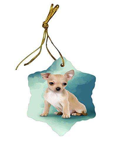 Chihuahua Dog Christmas Snowflake Ceramic Ornament