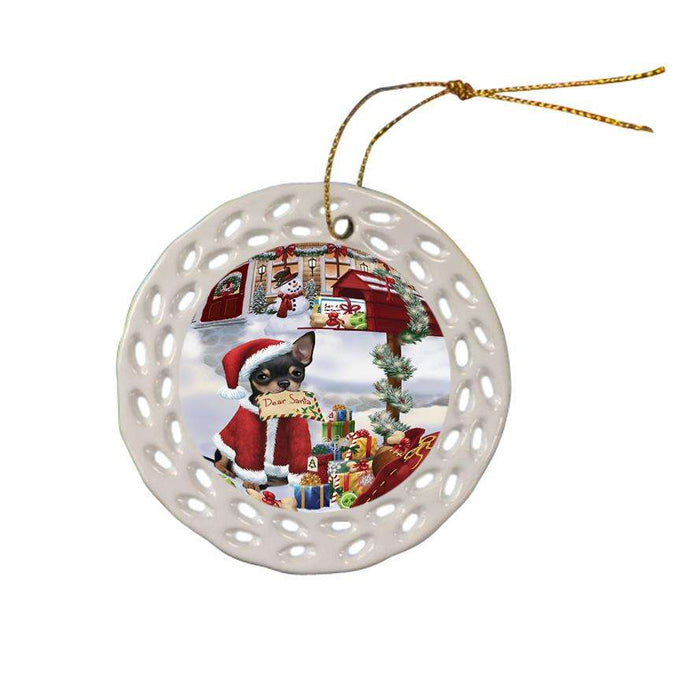 Chihuahua Dog Dear Santa Letter Christmas Holiday Mailbox Ceramic Doily Ornament DPOR53889