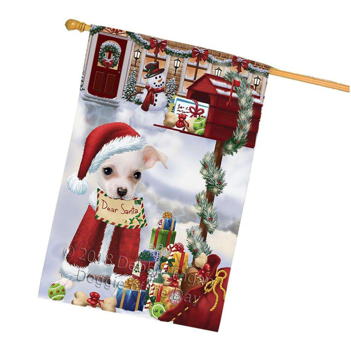 Chihuahua Dog Dear Santa Letter Christmas Holiday Mailbox House Flag FLG54086