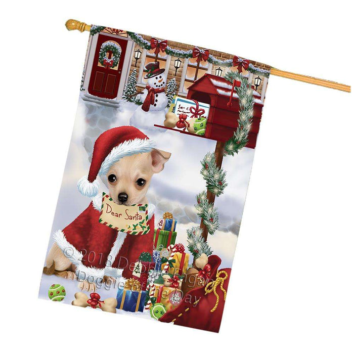 Chihuahua Dog Dear Santa Letter Christmas Holiday Mailbox House Flag FLG54088