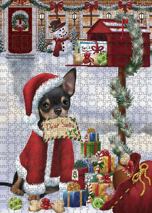 Chihuahua Dog Dear Santa Letter Christmas Holiday Mailbox Puzzle with Photo Tin PUZL82712