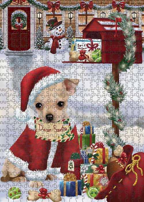 Chihuahua Dog Dear Santa Letter Christmas Holiday Mailbox Puzzle with Photo Tin PUZL82716