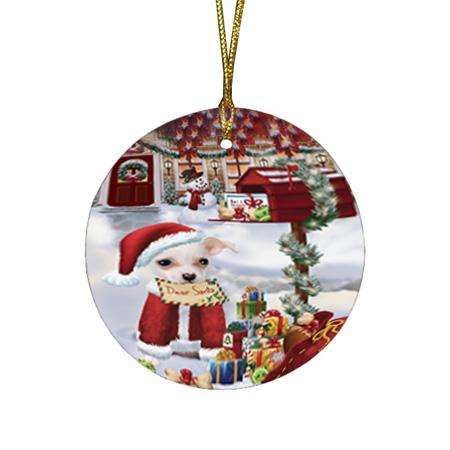 Chihuahua Dog Dear Santa Letter Christmas Holiday Mailbox Round Flat Christmas Ornament RFPOR53879