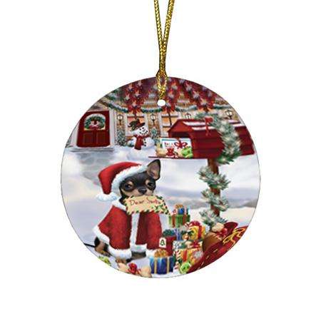 Chihuahua Dog Dear Santa Letter Christmas Holiday Mailbox Round Flat Christmas Ornament RFPOR53880