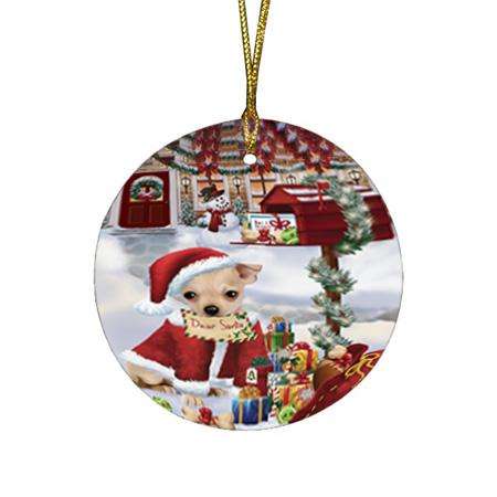 Chihuahua Dog Dear Santa Letter Christmas Holiday Mailbox Round Flat Christmas Ornament RFPOR53881