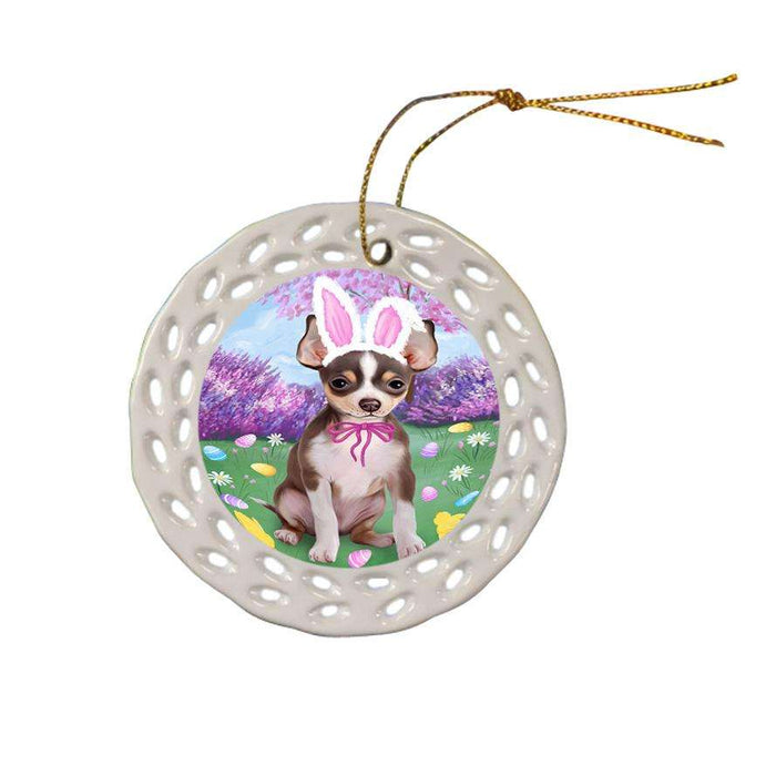 Chihuahua Dog Easter Holiday Ceramic Doily Ornament DPOR49101