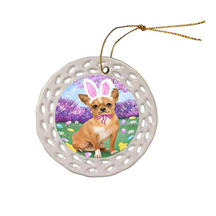 Chihuahua Dog Easter Holiday Ceramic Doily Ornament DPOR49103
