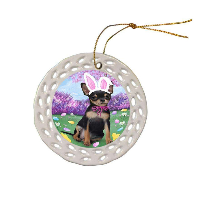 Chihuahua Dog Easter Holiday Ceramic Doily Ornament DPOR49104