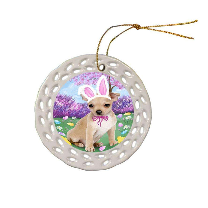 Chihuahua Dog Easter Holiday Ceramic Doily Ornament DPOR49105
