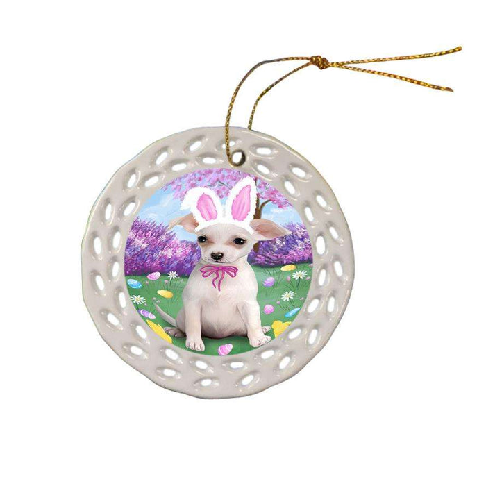 Chihuahua Dog Easter Holiday Ceramic Doily Ornament DPOR49106