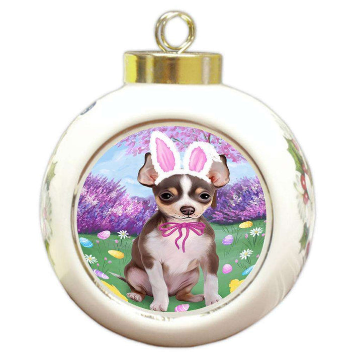 Chihuahua Dog Easter Holiday Round Ball Christmas Ornament RBPOR49101