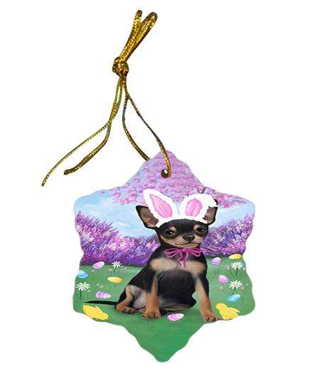 Chihuahua Dog Easter Holiday Star Porcelain Ornament SPOR49096
