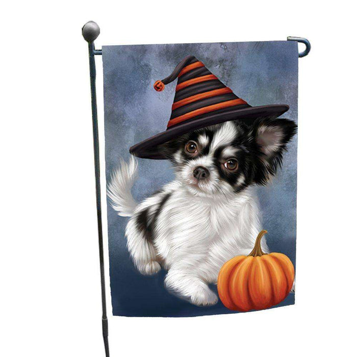 Chihuahua Dog Wearing Witch Hat with Pumpkin Garden Flag