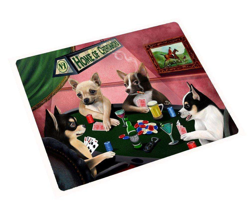 Chihuahua Dogs Playing Poker Tempered Cutting Board