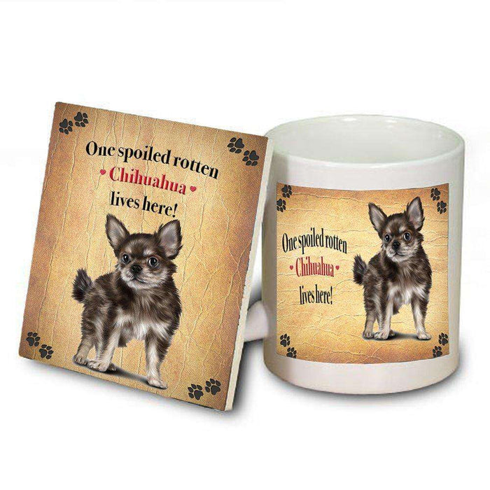Chihuahua Portrait Spoiled Rotten Dog Coaster and Mug Combo Gift Set