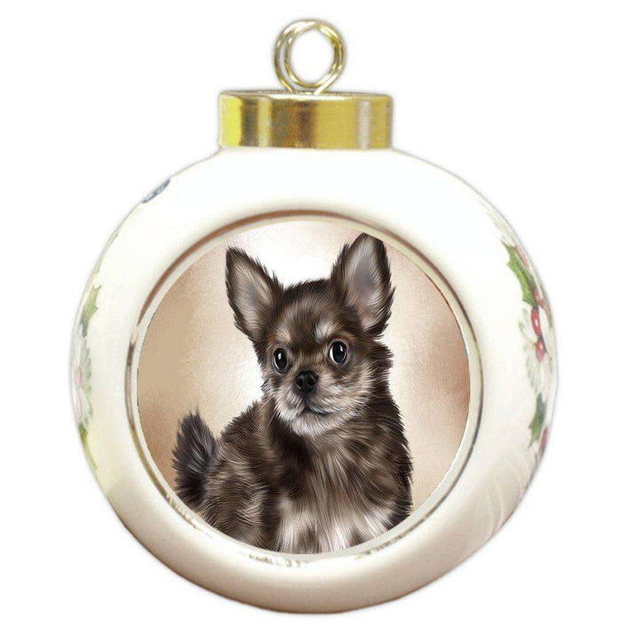 Chihuahua Puppy Dog Round Ball Christmas Ornament