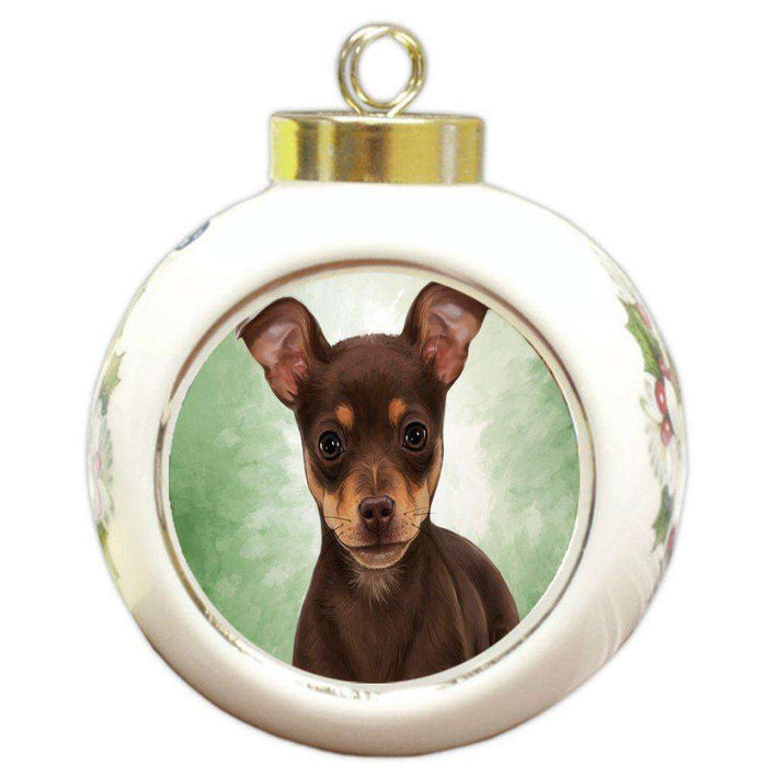 Chihuahua Puppy Dog Round Ball Christmas Ornament