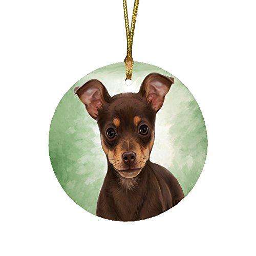 Chihuahua Puppy Dog Round Christmas Ornament