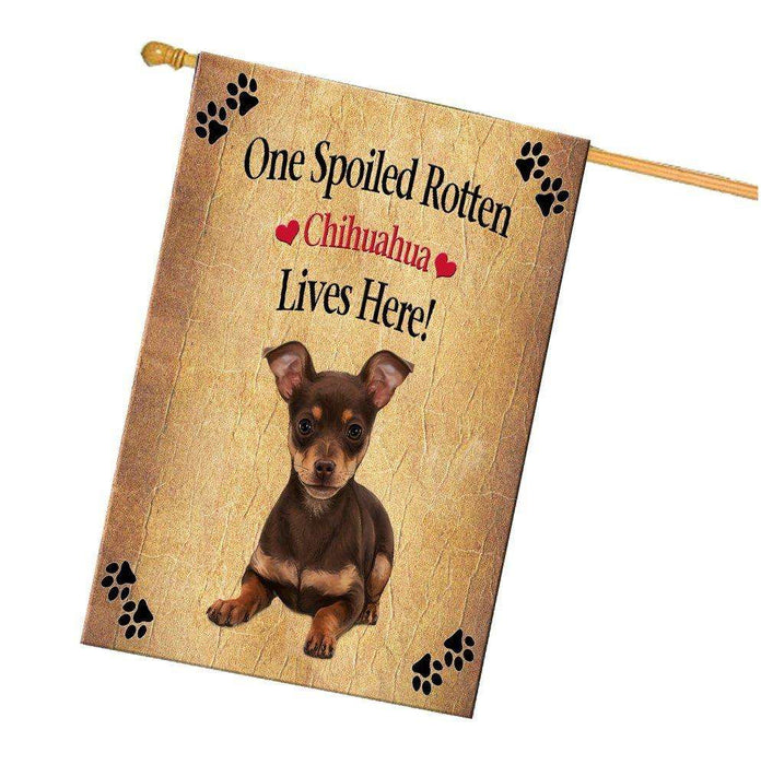 Chihuahua Puppy Spoiled Rotten Dog House Flag