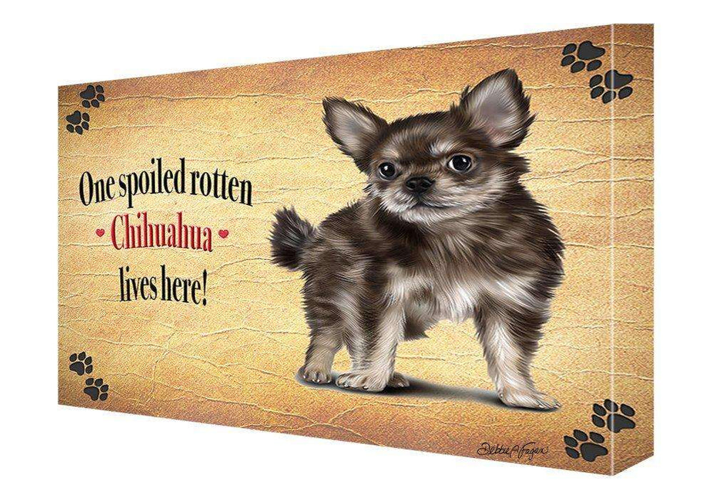 Chihuahua Puppy Spoiled Rotten Dog Painting Printed on Canvas Wall Art Signed