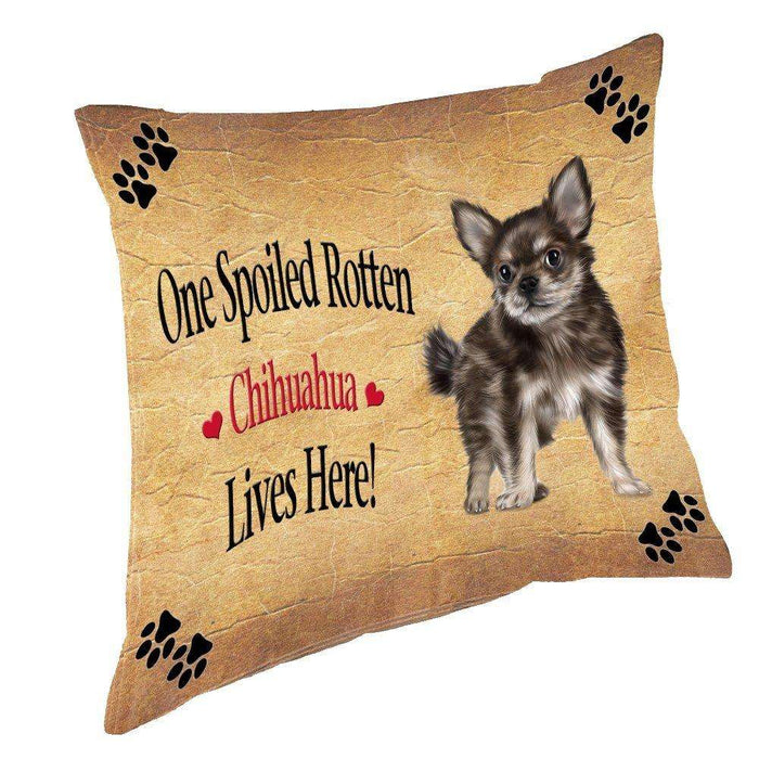 Chihuahua Puppy Spoiled Rotten Dog Throw Pillow