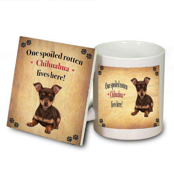 Chihuahua Spoiled Rotten Dog Coaster and Mug Combo Gift Set