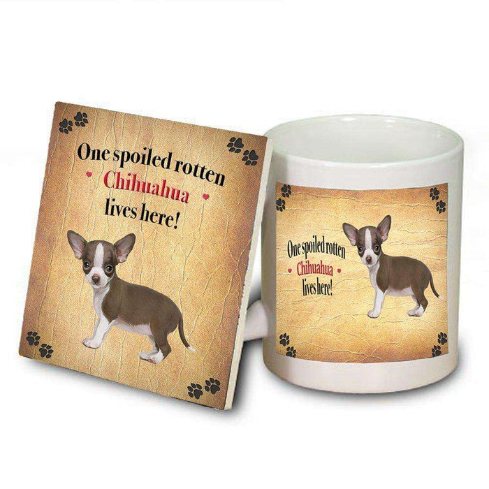 Chihuahua Spoiled Rotten Dog Coaster and Mug Combo Gift Set