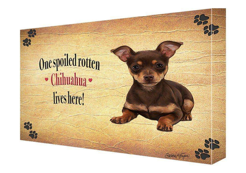Chihuahua Spoiled Rotten Dog Painting Printed on Canvas Wall Art Signed