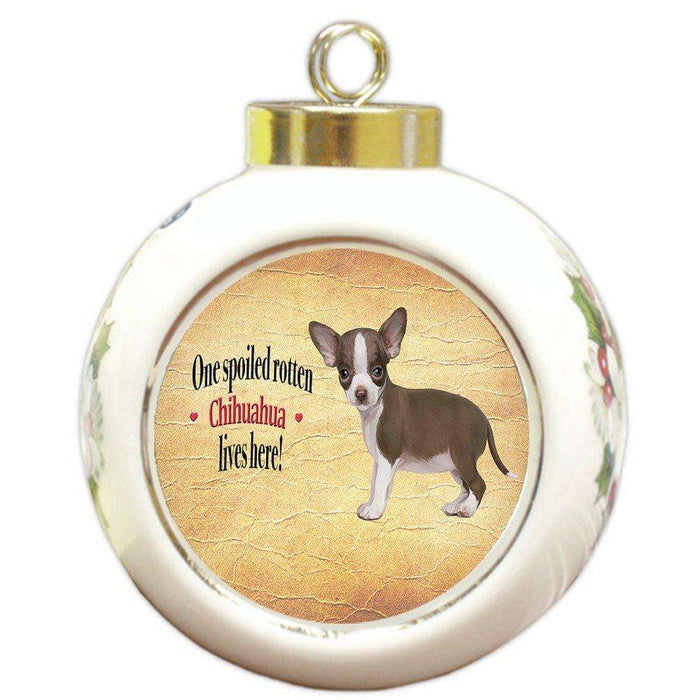 Chihuahua Spoiled Rotten Dog Round Ceramic Christmas Ornament