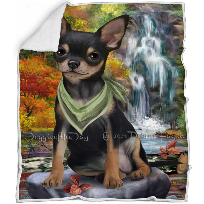 Scenic Waterfall Chihuahua Dog Blanket BLNKT83451