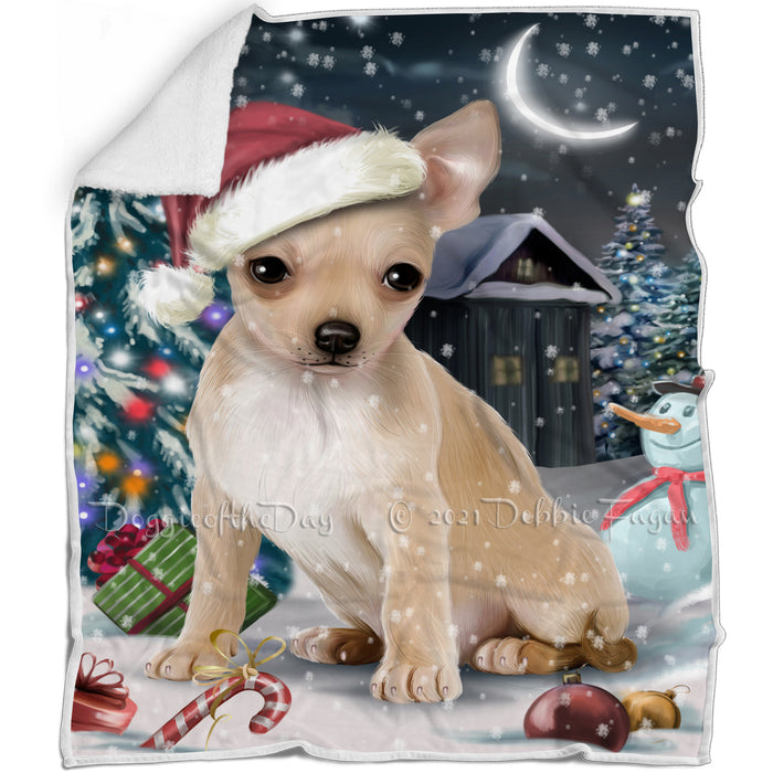 Have a Holly Jolly Christmas Chihuahua Dog in Holiday Background Blanket D086