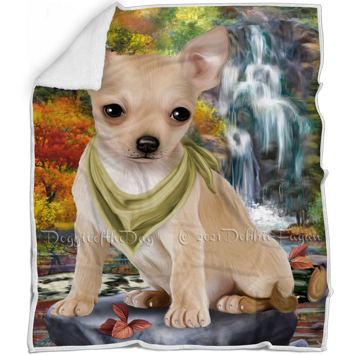 Scenic Waterfall Chihuahua Dog Blanket BLNKT83460