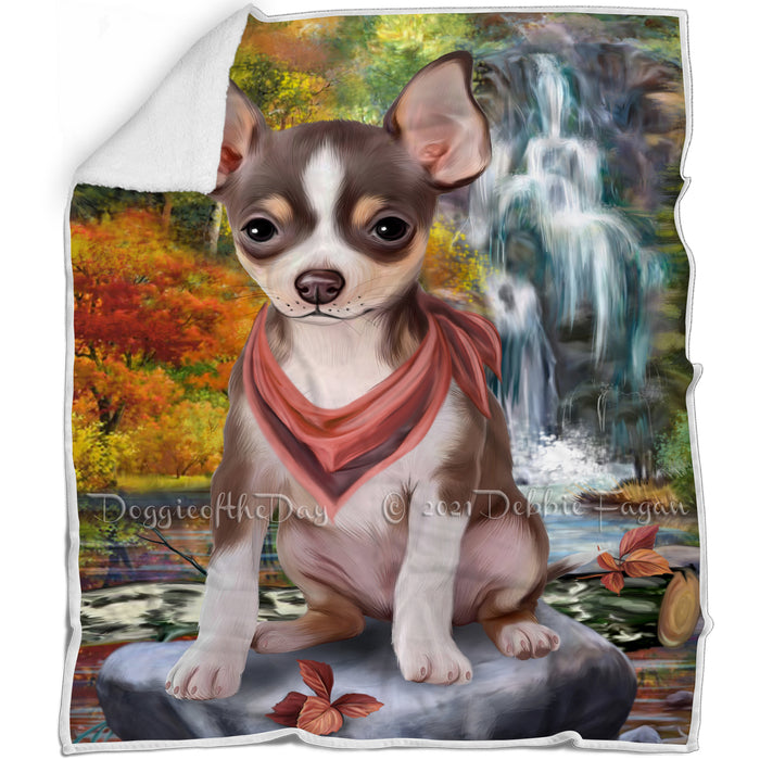 Scenic Waterfall Chihuahua Dog Blanket BLNKT83469