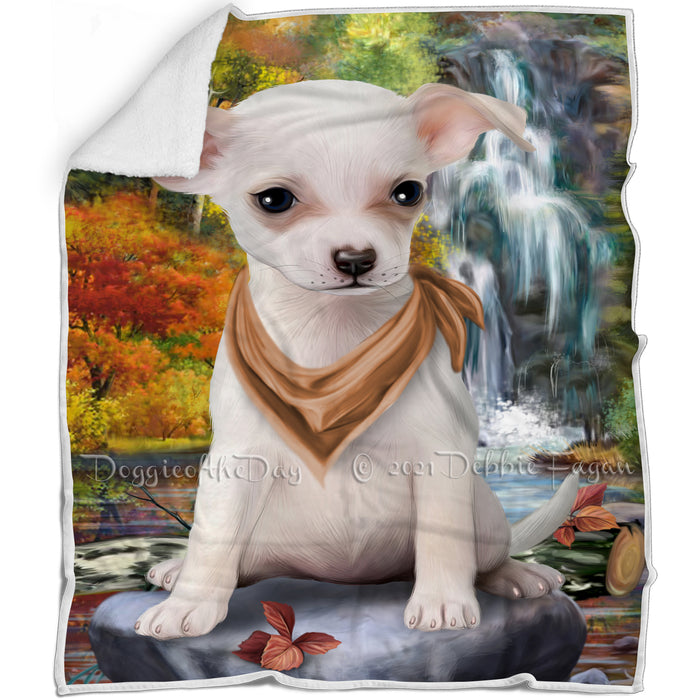 Scenic Waterfall Chihuahua Dog Blanket BLNKT83478