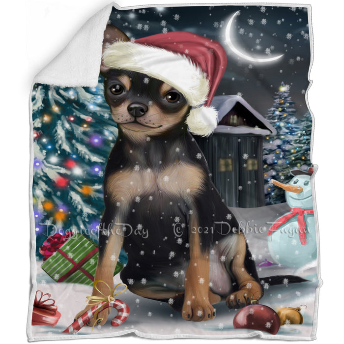Have a Holly Jolly Christmas Chihuahua Dog in Holiday Background Blanket D089