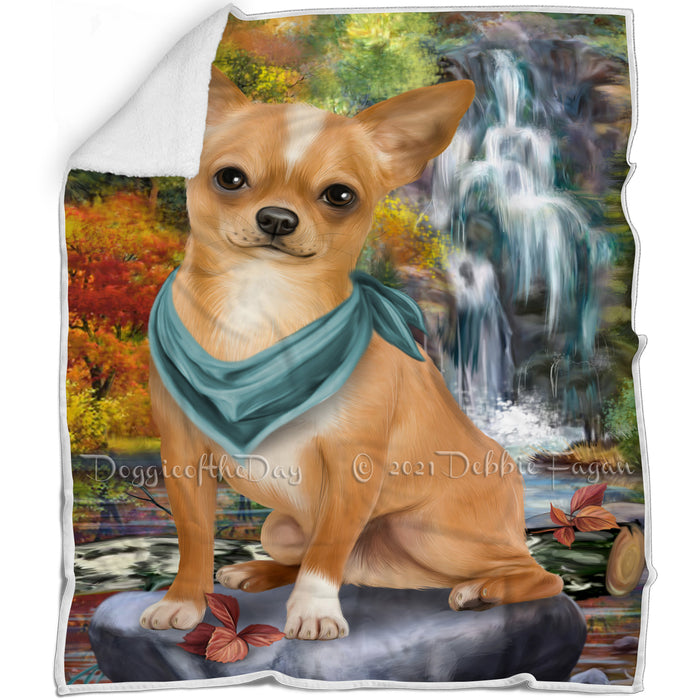 Scenic Waterfall Chihuahua Dog Blanket BLNKT83487
