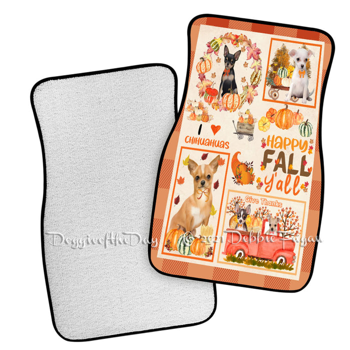 Happy Fall Y'all Pumpkin Chihuahua Dogs Polyester Anti-Slip Vehicle Carpet Car Floor Mats CFM49162