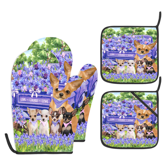 Chihuahua Oven Mitts and Pot Holder Set, Kitchen Gloves for Cooking with Potholders, Explore a Variety of Custom Designs, Personalized, Pet & Dog Gifts