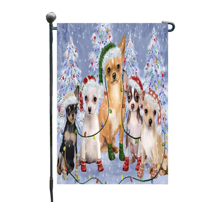 Christmas Lights and Chihuahua Dogs Garden Flags- Outdoor Double Sided Garden Yard Porch Lawn Spring Decorative Vertical Home Flags 12 1/2"w x 18"h