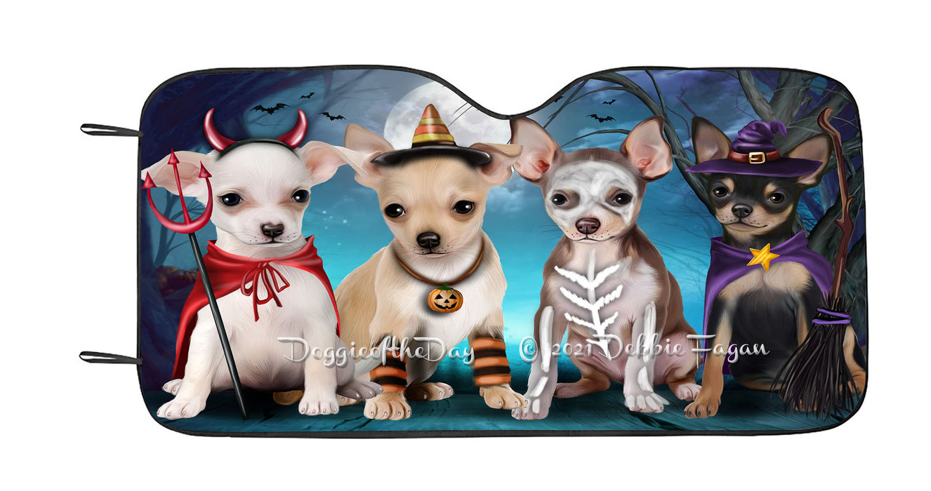 Happy Halloween Trick or Treat Chihuahua Dogs Car Sun Shade Cover Curtain