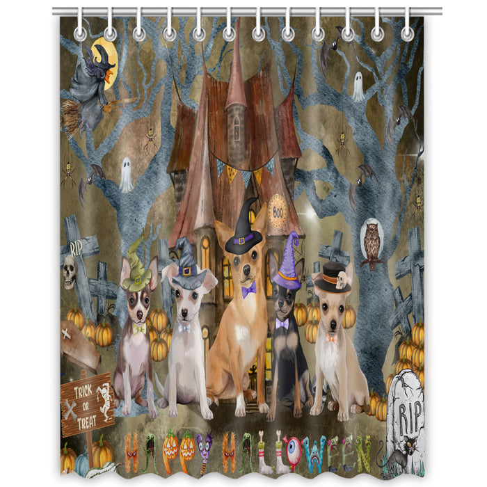 Chihuahua Shower Curtain: Explore a Variety of Designs, Halloween Bathtub Curtains for Bathroom with Hooks, Personalized, Custom, Gift for Pet and Dog Lovers